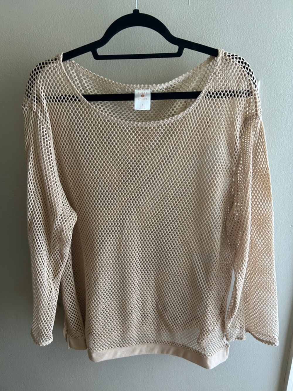 Shade Shore Open Knit Long Sleeve Top in Beige